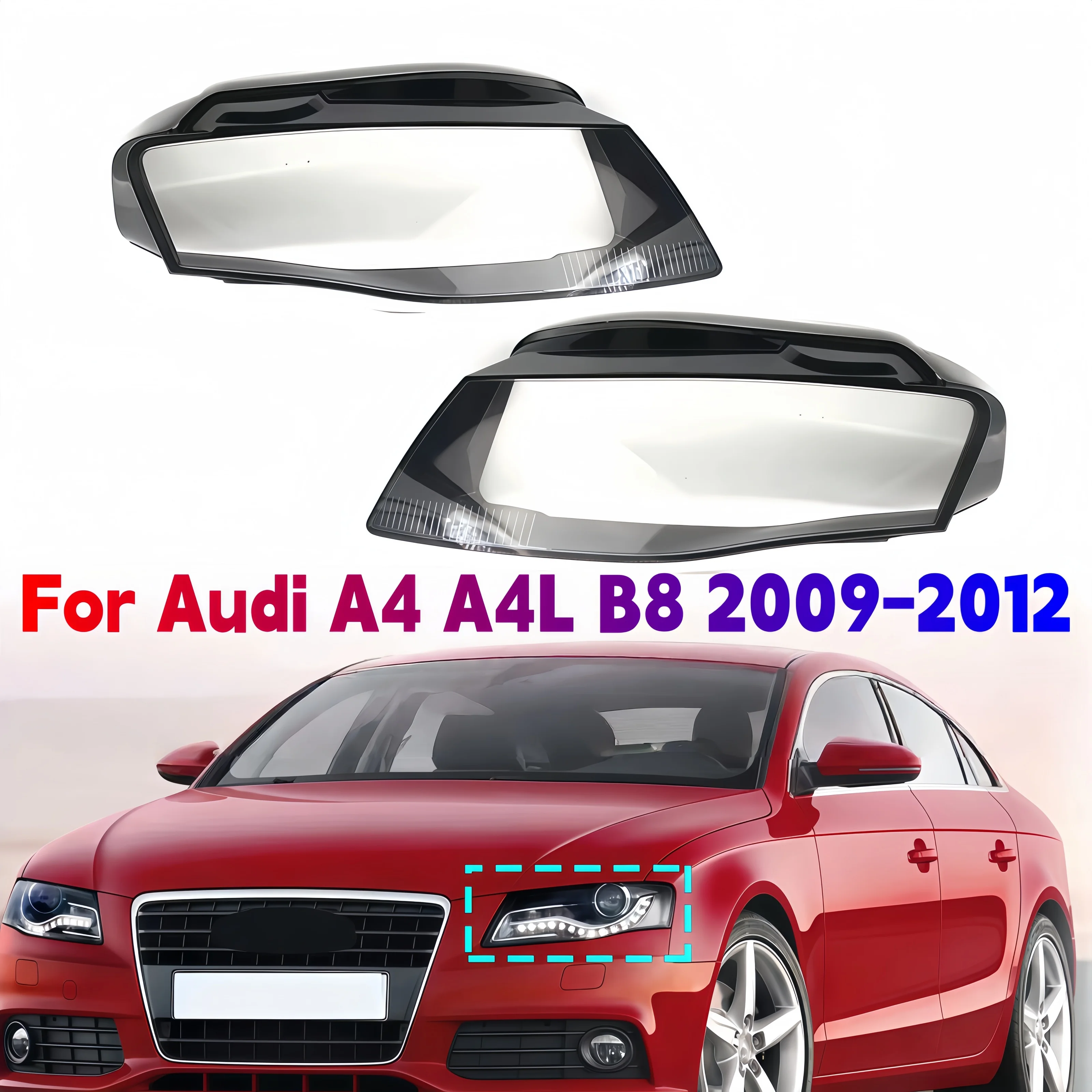 

Для Audi A4 A4L B8 2009 2010 2011 2012, крышка объектива передней фары, левый/правый прозрачный абажур, прозрачная крышка фары, корпус