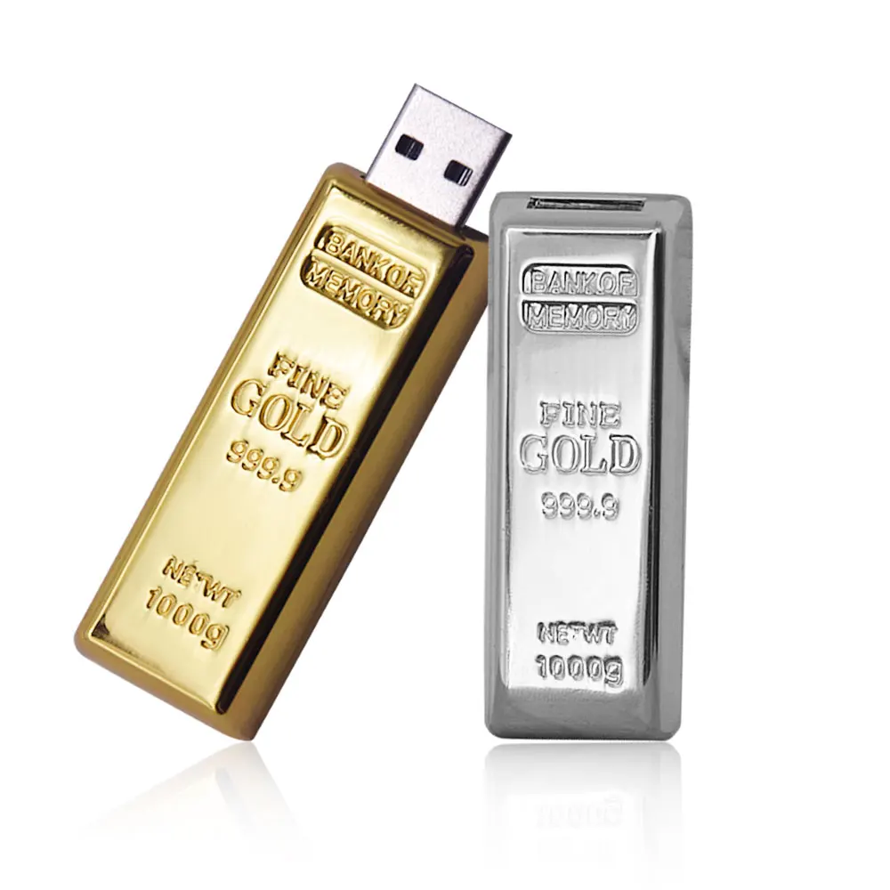 Ổ USB Flash 128GB 64GB Kim Loại Mới Nhất Thỏi Vàng Thanh USB 2.0 Ổ Đĩa Flash 4GB Cle USB bộ Nhớ 8GB 16GB 32GB Usb Ổ Đĩa U