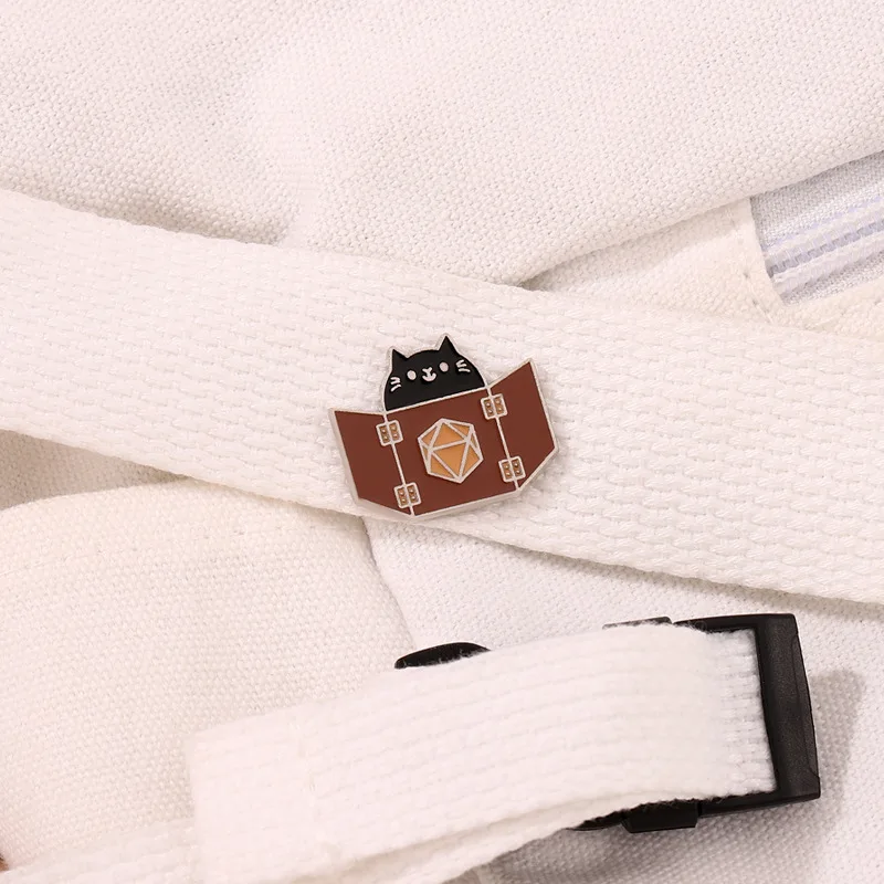 Cartoon Skull Dice Enamel Brooch Creative Little Raccoon Fire Dragon Cat Digital Lapel Pins Game Badge Jewelry Gifts For Friends