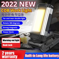 Luz LED de Camping multifuncional, foco LED COB recargable por USB, luz de trabajo con imán, linterna de energía impermeable