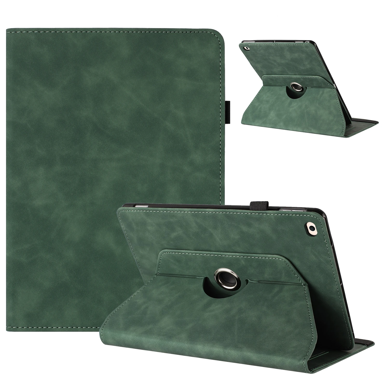 

Tablet Case for iPad 9.7-inch (2018) / (2017) / iPad Air 2 / Air (2013) Rotating Stand Solid Color PU Leather Cover - Green