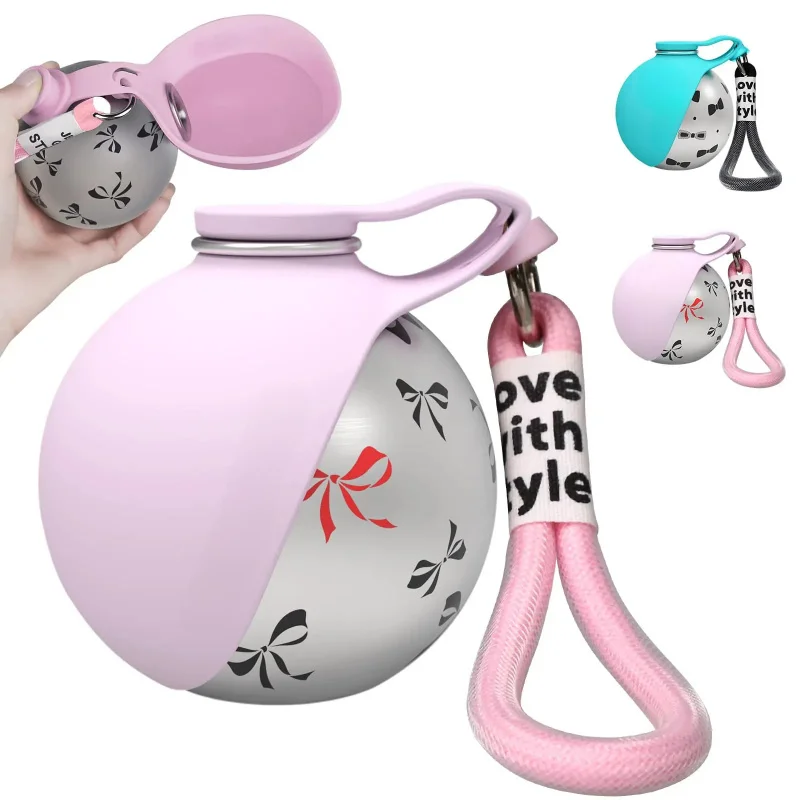 

Small Dog Travel Water Bottle 2-in-1 Leak-Proof Stainless Steel Portable Pet Water Dispenser for Outdoor Walking Training