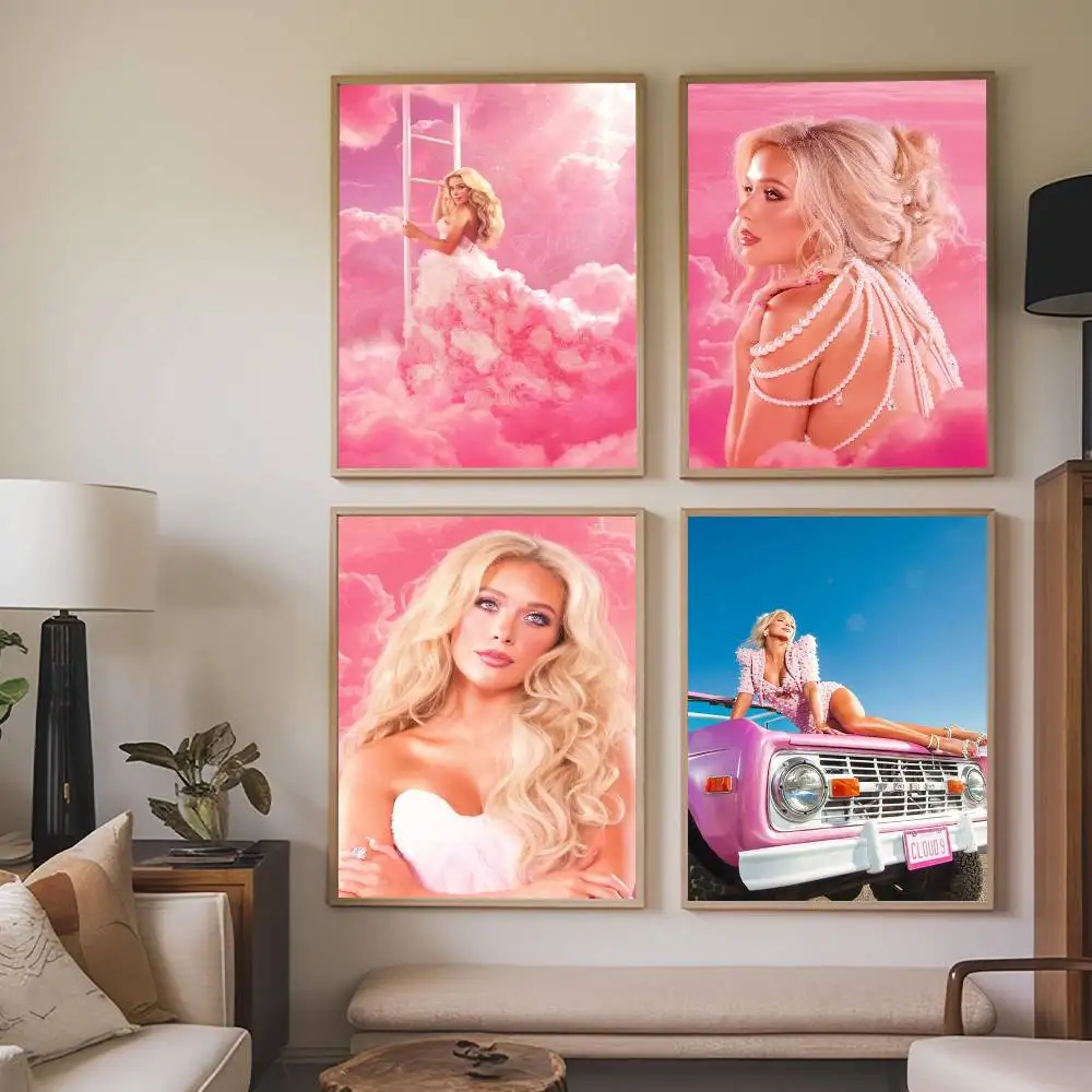 

Singer Megan Moroney Cloud 9 Poster Paintings Self Adhesive Prints Home Bedroom Living Room Decor Vintage Gift