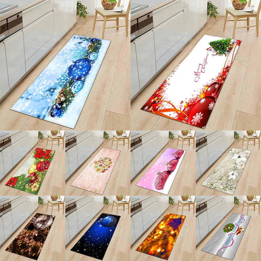 Christmas pattern floor mats kitchen bedroom entrance door  home corridor balcony bathroom non-slip carpet