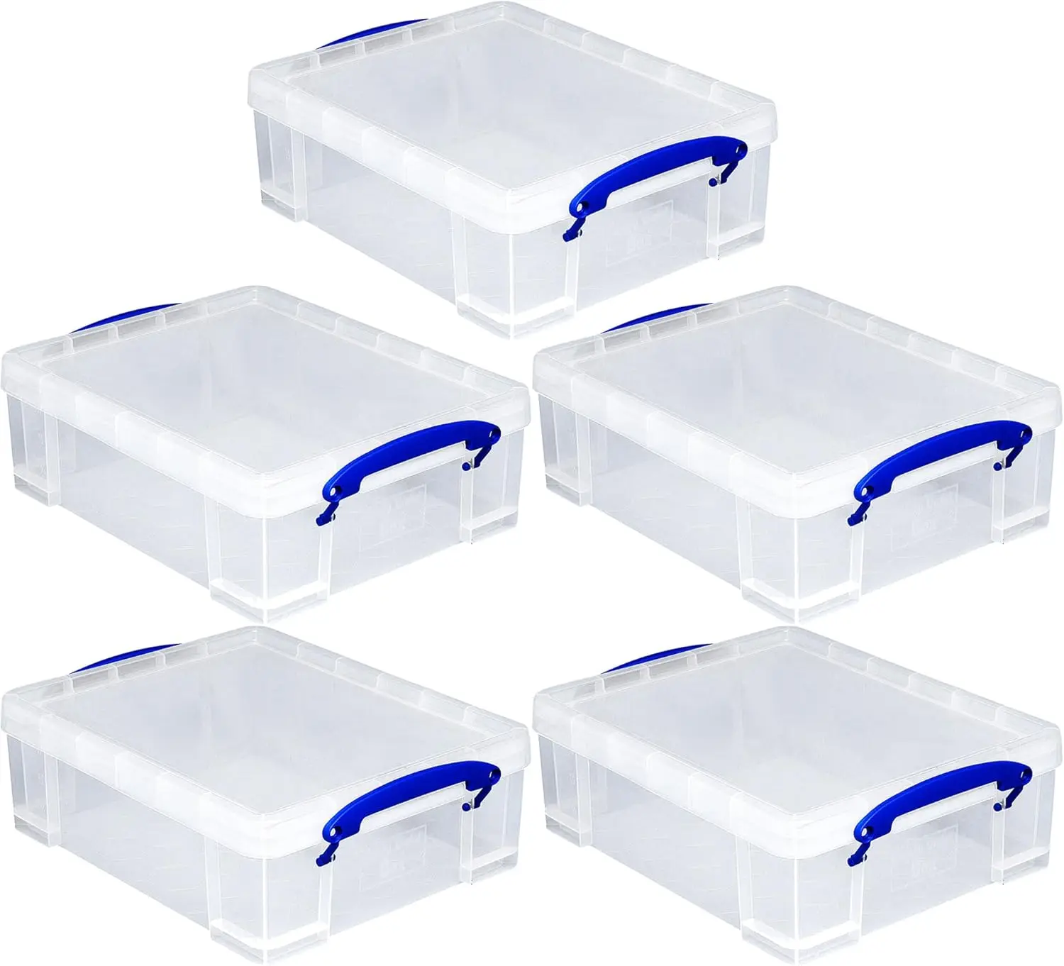 8.1L Stackable Plastic Storage Box with Snap Lid & Clip Lock Handles for Home Office Organization (5 Pack)