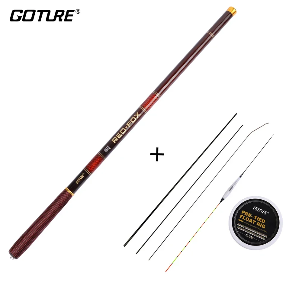 

Goture Telescopic Fishing Rod RED FOX Carbon Stream Hand Fishing Rod Ultra Light Carp Fishing Rod with Float Line Rig Kit Tackle