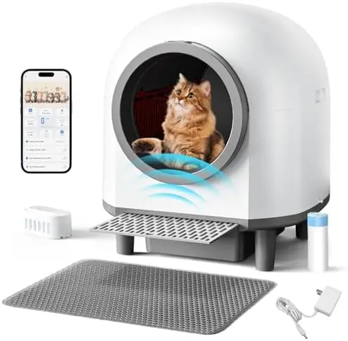 Automatic Self Cleaning Litter Box for Multiple Cats 90L Large Capacity, Smart Automatic Cat Litter Box with App