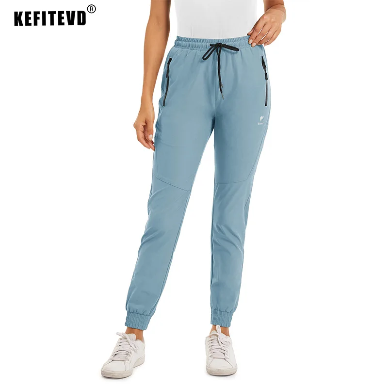 KEFITEVD Women Quick Drying Sport Pants Lightweight Elastic Waist Drawstring Trousers Jogger Gym Yoga Running Training Pants