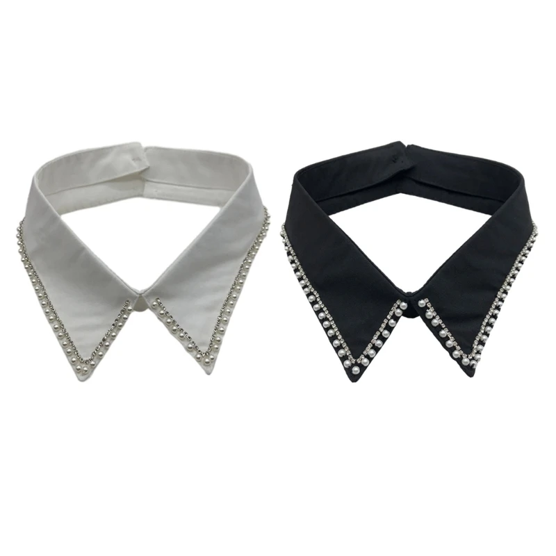 

Jeweled Hand Beading Pearls Collar Decorative Spread False Collar Lapel Collar T8NB