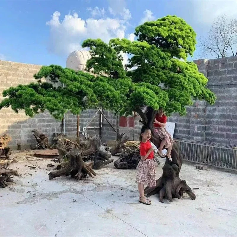 

Искусственная сосна для интерьера, большая декоративная имитация дерева, из массива дерева, для оформления входа в отель, ландшафтный дизайн