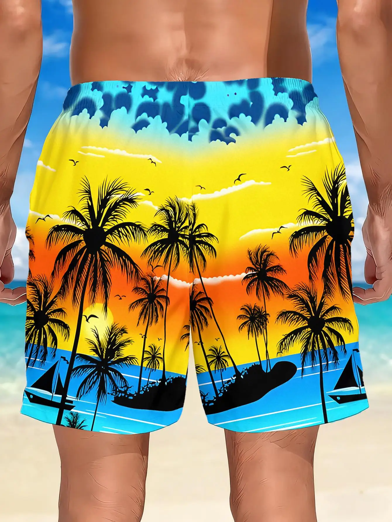 Men's Quick-dry Swim Trunks with A Vibrant Red and Black Geometric Print Casual, Ideal for The Beach Pool, Gym, and Outdoor