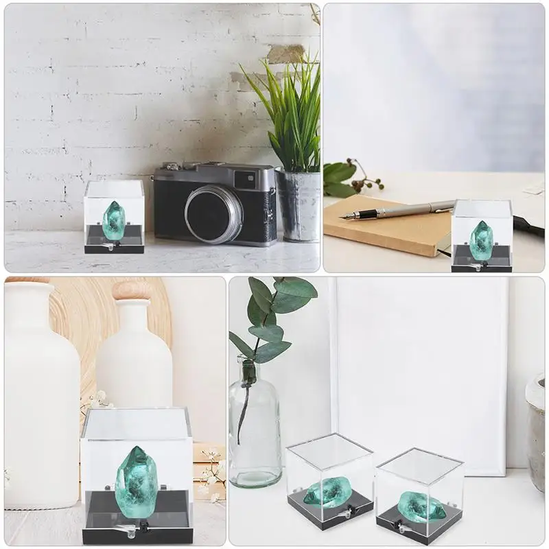 Plastic Container Specimen Case Boxes Clear Mineral Storage Rock Jewelry Coin Cube Acrylic Plastic Square Mini Gemstone Display