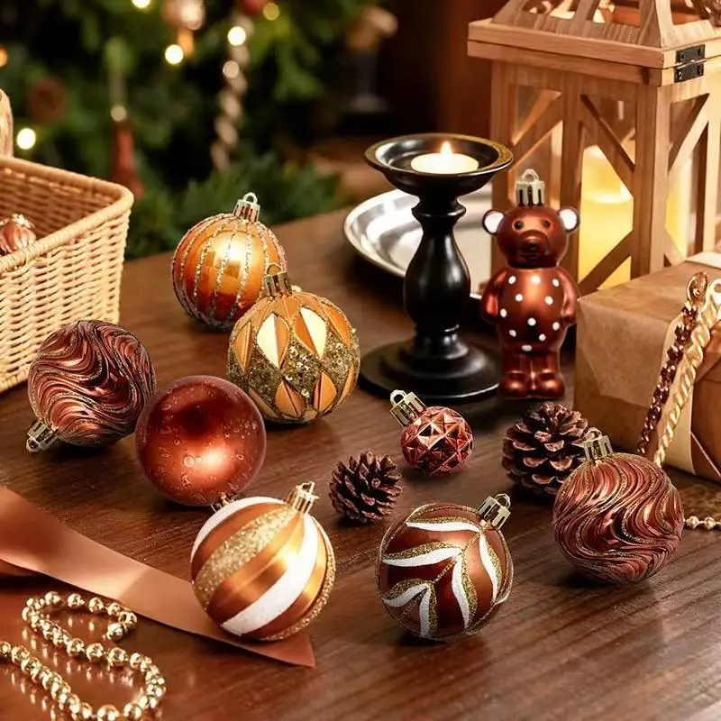 46PCS Hand Painted Christmas Ball Gift Box Set Party Tree Ornament Decoration