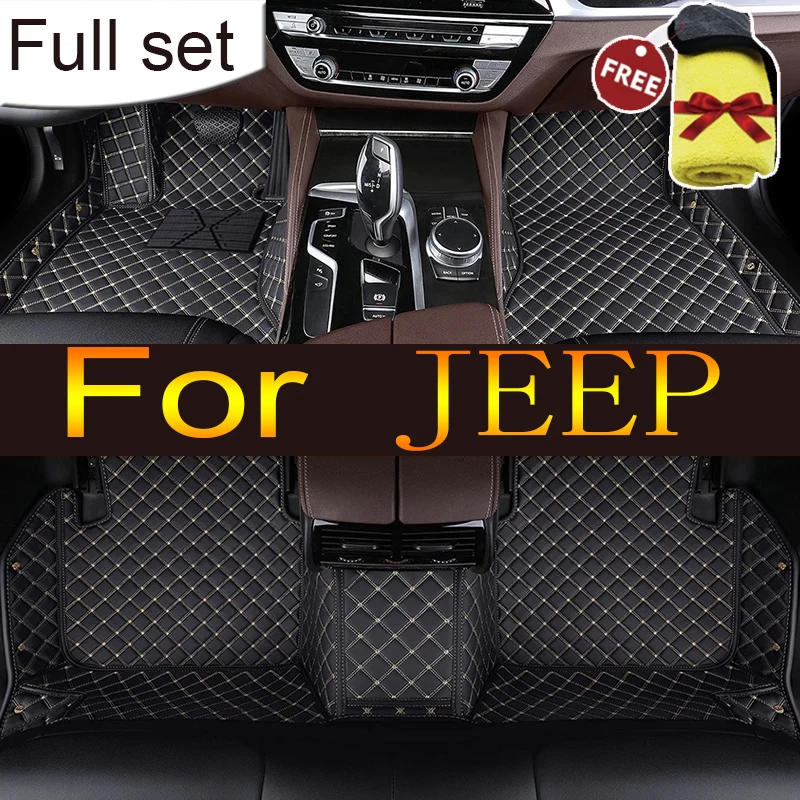 Leather Car Floor Mats For JEEP Compass Renegade Liberty wangler TJ Gladiator Car accessories