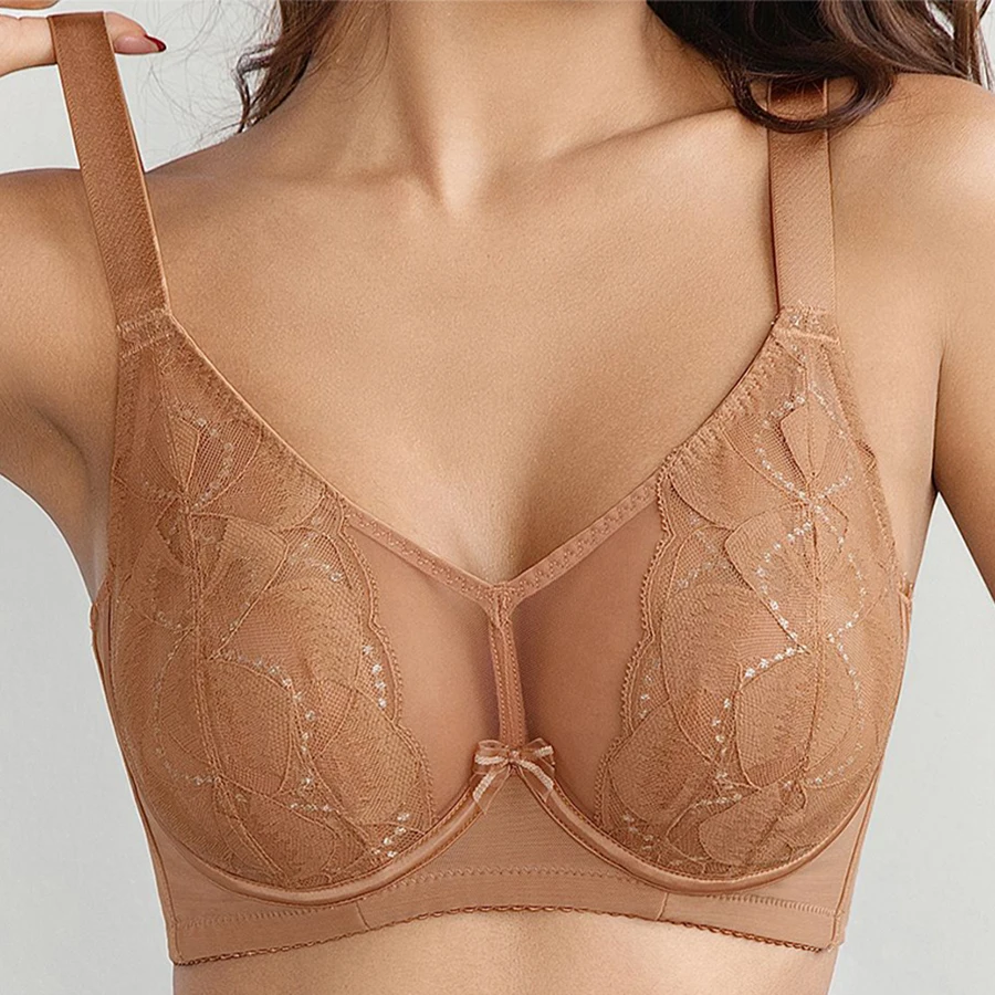 

Women's Lace Floral Minimizer Bra Non-Padded Underwire Female Plus Size Rabbit Ear Design Adjustable Lingerie M L XL XXL 3XL