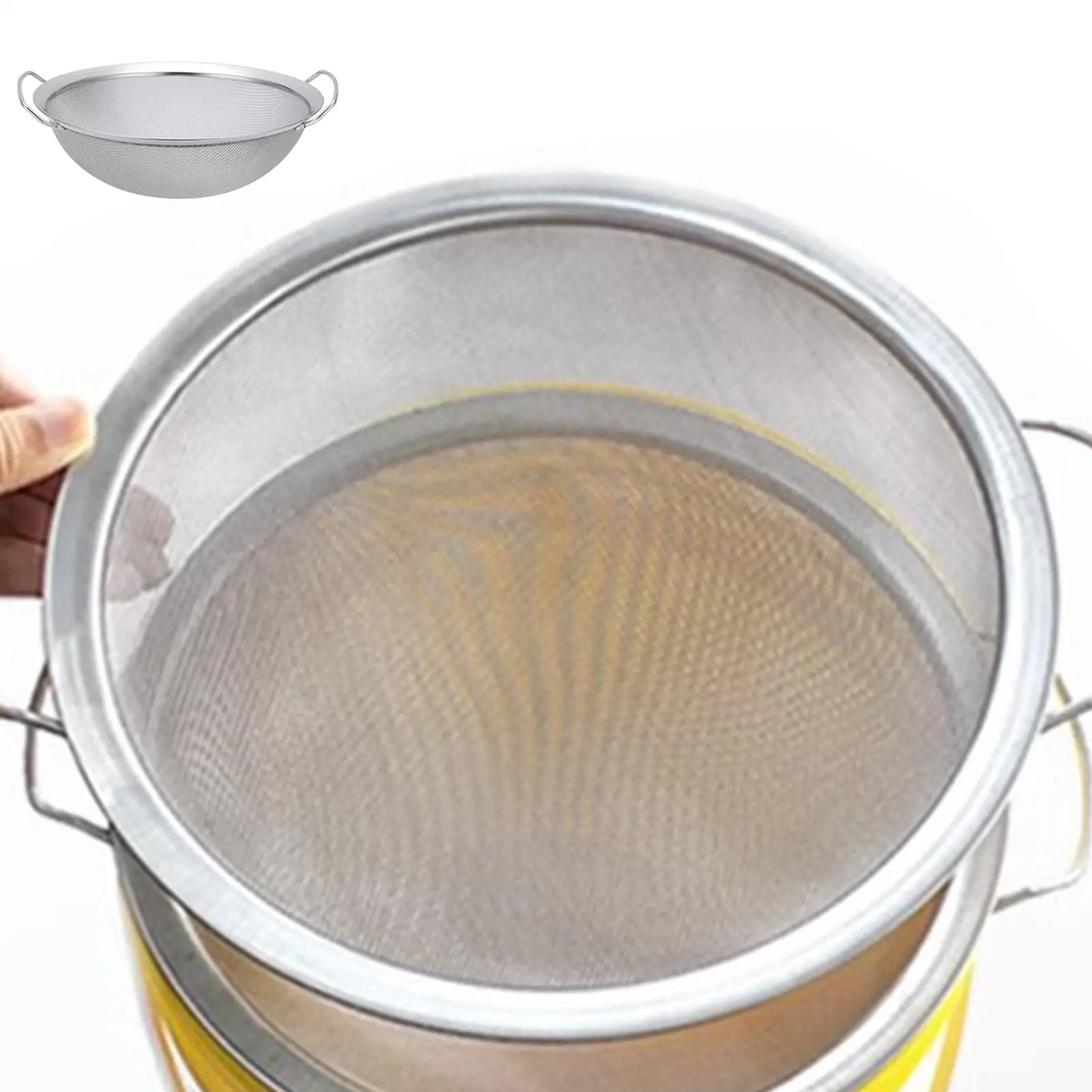 Fine Mesh Strainer 60 Mesh Stainless Steel Round Sifter Paint Bucket Filter Tool Emulsion Strainer and Funnel Filter with Handle