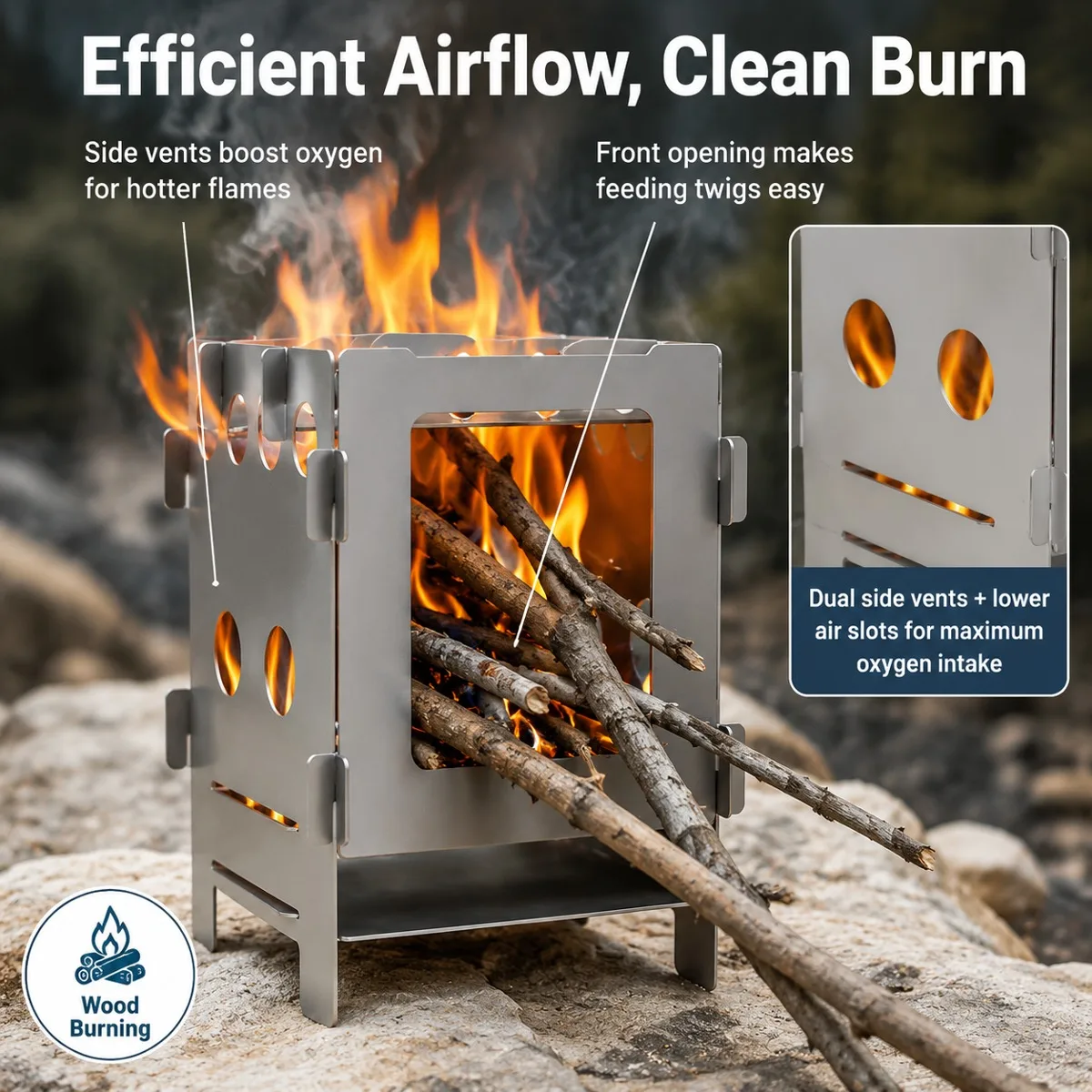 A set of small pure titanium stoves suitable for outdoor hiking, family outdoor adventure