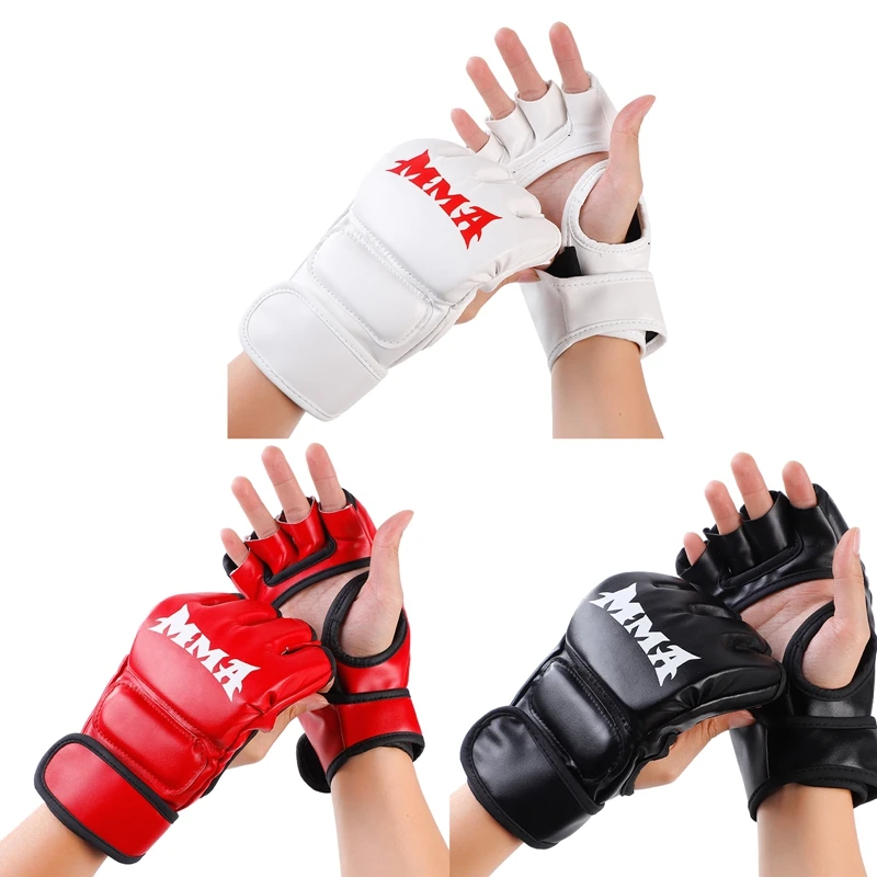 Rękawice na pół palca Aldult grube rękawice MMA bokserskie Kickboxing Muay Thai Mitts profesjonalne sprzęt treningowy bokserskie