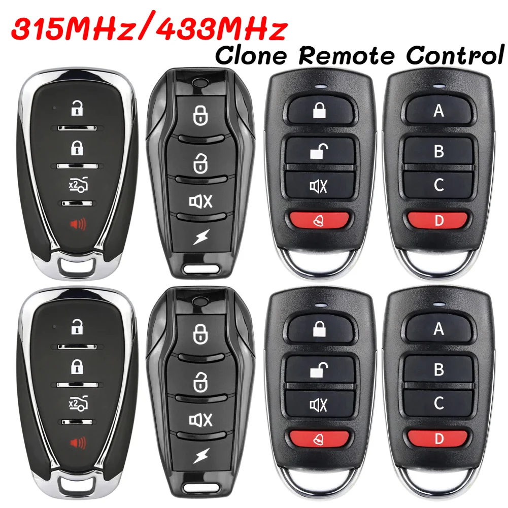 315MHz/433MHz Clone Remote Control Replacement Remote Control Duplicator 4 Keys Key Duplicator for Electric Car/Garage Door