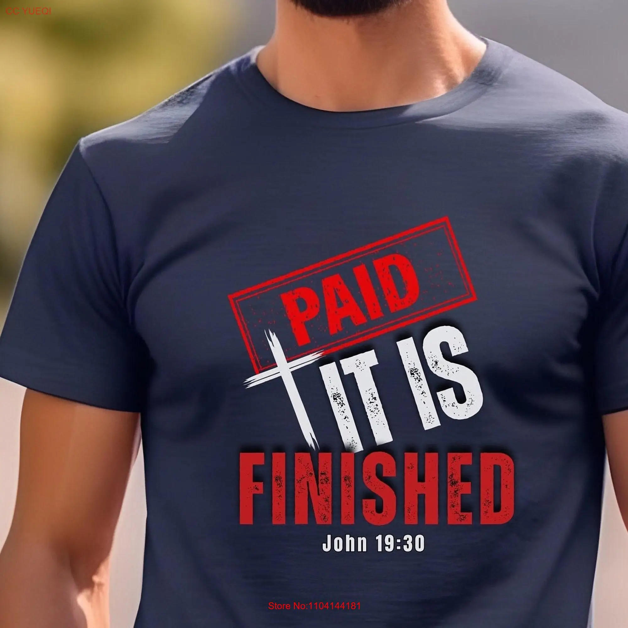 Jesus Saves It Is Finished Paid at Cross Christian Believers T Shirt Mom in Full Bible Verse Heavy Cotton