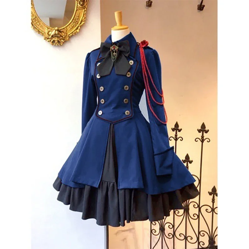 2025 NewS-5XL vestido Medieval renacentista dulce Lolita mujeres Vintage Falbala Bowknot vestidos victorianos chicas Kawaii gótico St AA