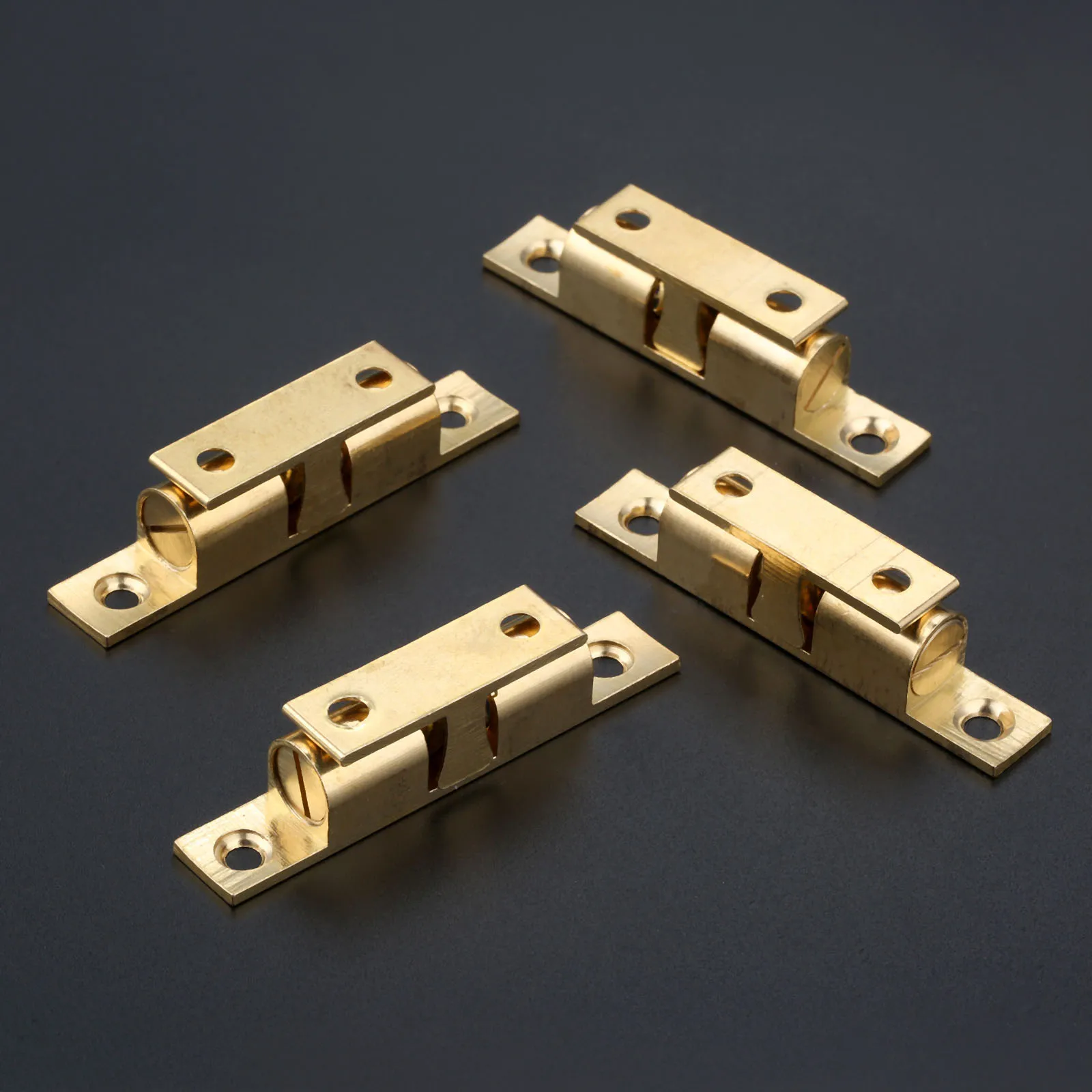 4Pcs 70mm Brass Double Ball Catch Cabinet Door Latch All Copper Touch Beads Lock Door Spring Clip Cabinet Door Catches