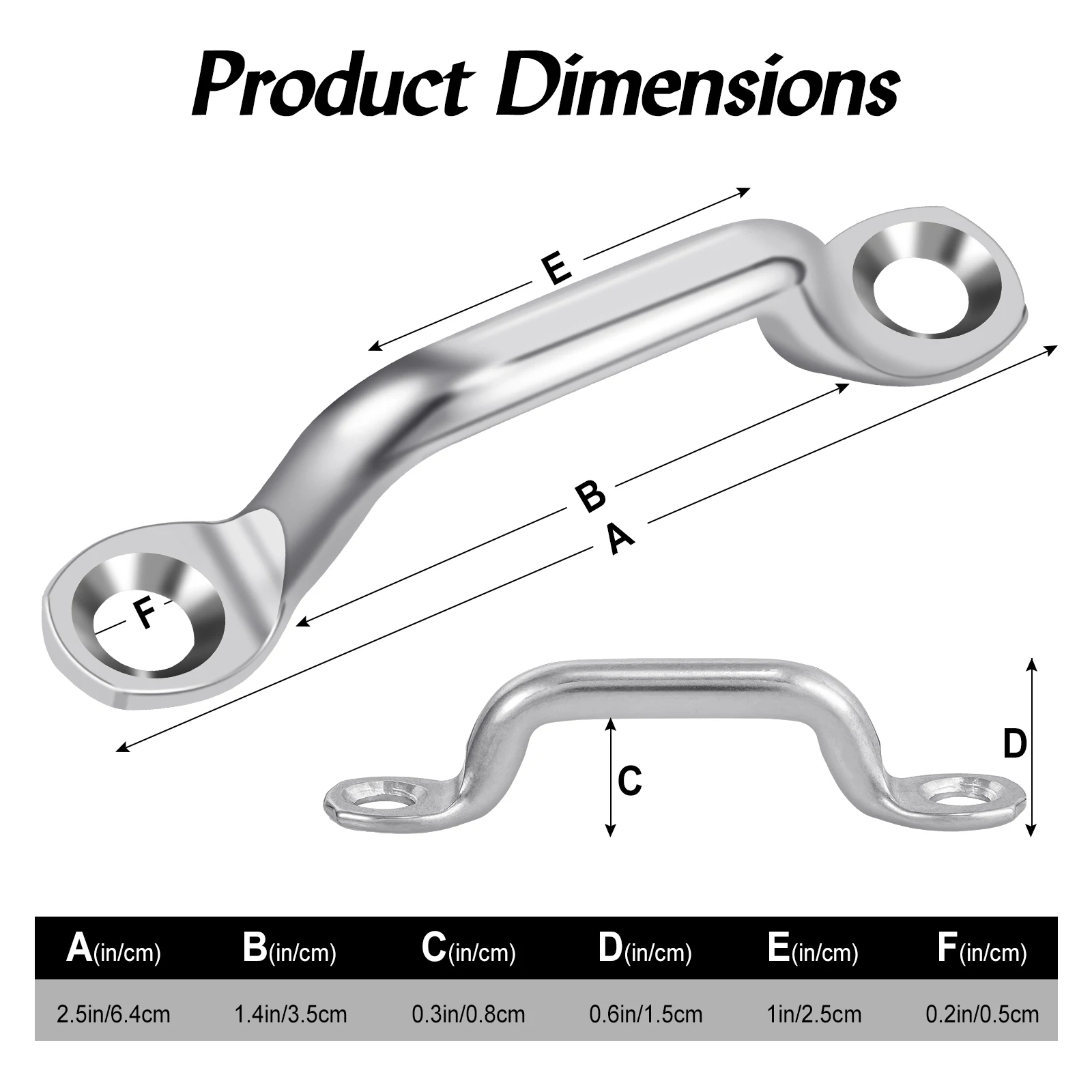 Goture Stainless Steel 2.51 Inch Mount, Bimini Top Strap, Pad Eye,Footman's Loop for Buggy, Kayak Tie Downs, 4-10 Piece Set