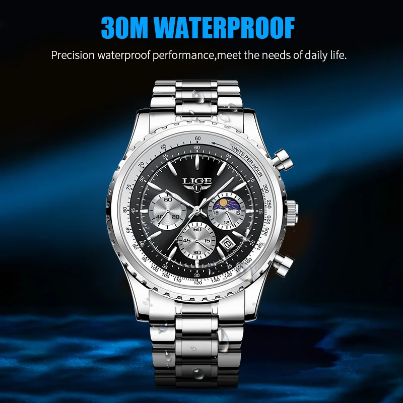 2024 LIGE New Top Brand Luxury Men Watch Quartz Man Watches Waterproof Luminous Watch for Men Date Chronograph Sport Wristwatch