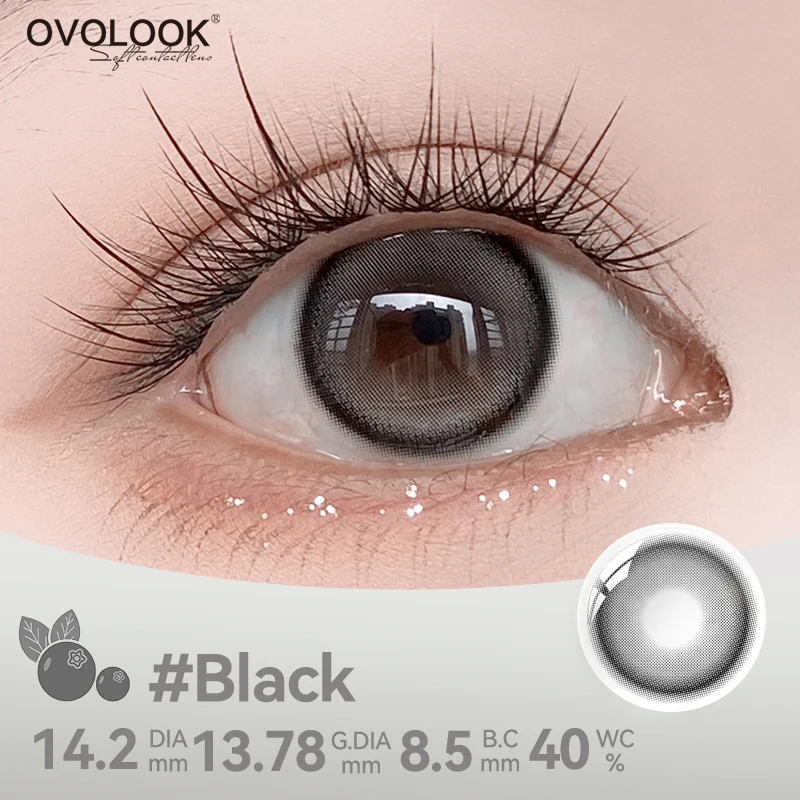 OVOLOOK - 2 pares de lentes de contato coloridas fofas estilo coreano, lentes que ampliam a pupila, lentes fofas para escola, campus, festival, envio rápido