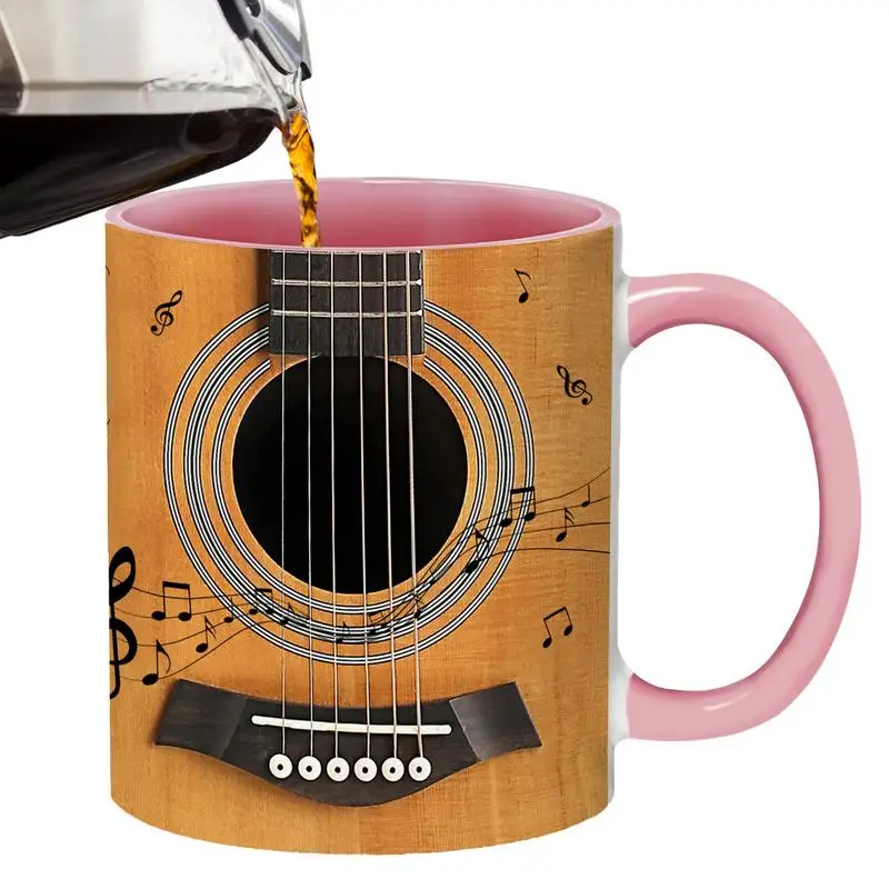 

Guitar Strings Coffee Cup 350ml Ceramic Guitar Pattern Coffee Mug Musical Instruments Water Cup Bass Guitar Water Cup For Table