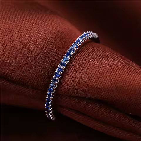 Cute Female Blue Zircon Stone Engagement Ring Vintage Silver Color Wedding Jewelry For Women