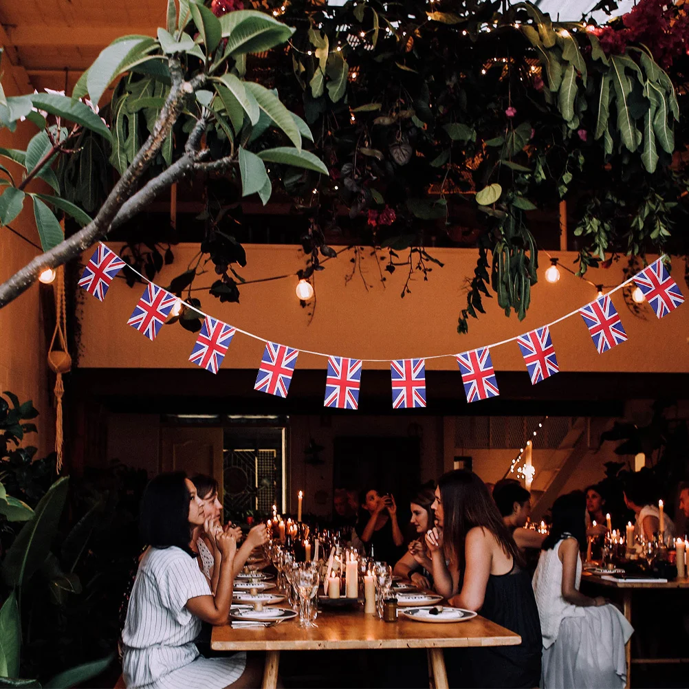 

3 Strings British Flag Bunting Durable Polyester Double Stitched Easy Hanging for Party Garden Home Outdoor Indoor Decoration