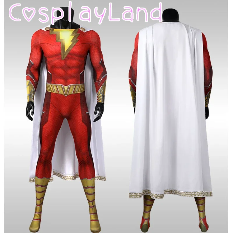 Traje de Cosplay de Billy Zentai para hombre, mono rojo con capa, estampado 3D, disfraz de Carnaval de Halloween, mono de Spandex