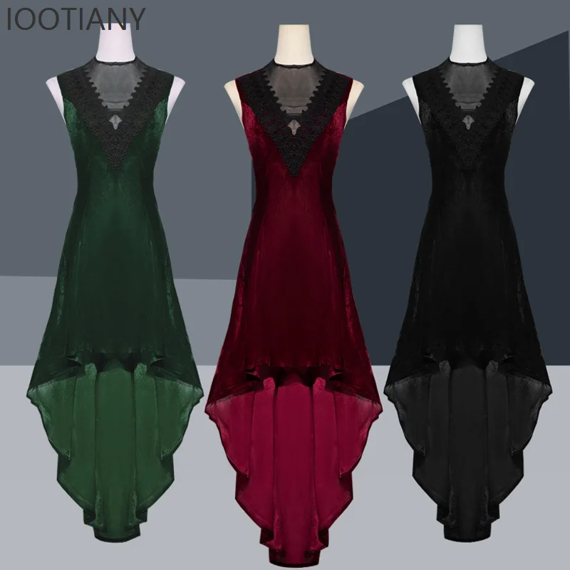 

IOOTIANY Women's Gothic Retro Irregular Hem Sleeveless Dress Party Medieval Vintage Sexy Dress Stage Performance Costume 2025