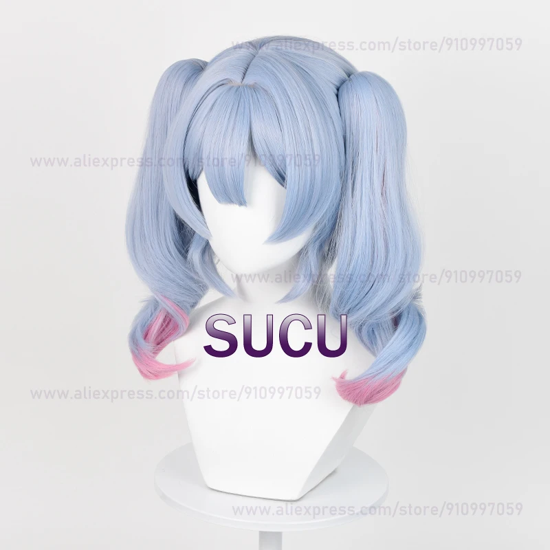 Parrucca Cosplay con foro di coniglio Miku 45cm parrucca per capelli da donna con doppie code di cavallo parrucche sintetiche resistenti al calore Anime