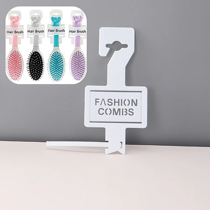 5Pcs Hair Brush Display Hanger With Self-lock Tie, Comb Retail Hanging Hooks Tool Plastic Holder Handle Scabbard Hang Tab