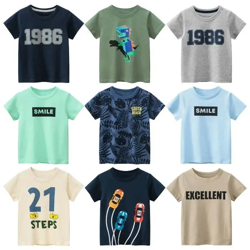 2025 Summer New Children's Clothing Leaf Letter Print Kids Clothes Boys Short Sleeve T-shirt Cotton Tops Tee Shirts Dropshipping image 5