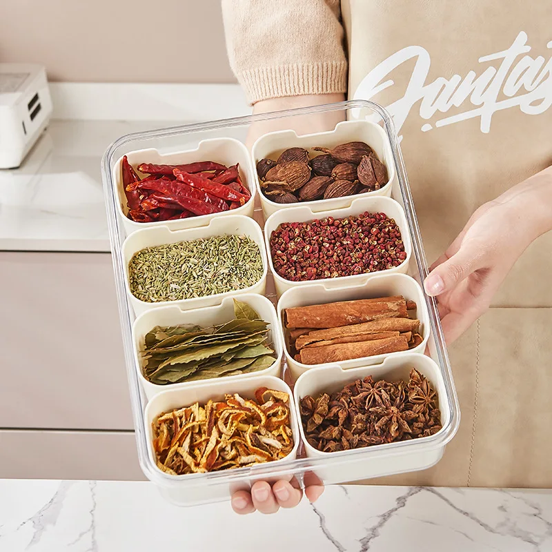 

Divided Serving Tray with Lid & Handle Removable Snackle Box 8 Compartment Fruit Container Food Storage Organizer for Picnic