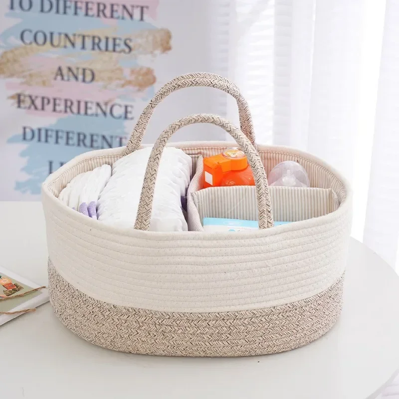 

Multi Functional Travel Portable Mommy Bag Cotton Rope Hand-held Frame Diaper Storage Bag Baby Diaper Storage Basket