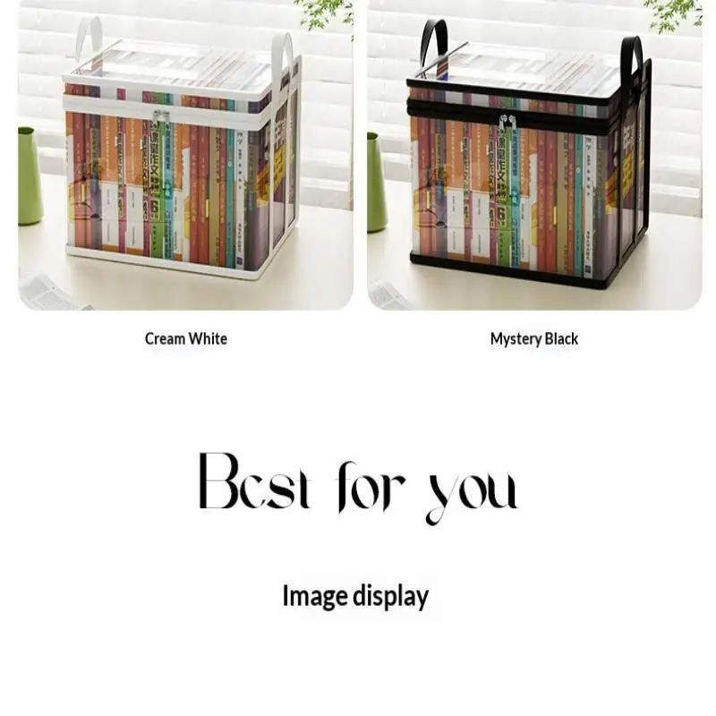 Organisateur pliable pour économiser de l'espace, boîte de rangement de livres en plastique transparent pour le bureau et la maison, grande capacité, 2 pièces
