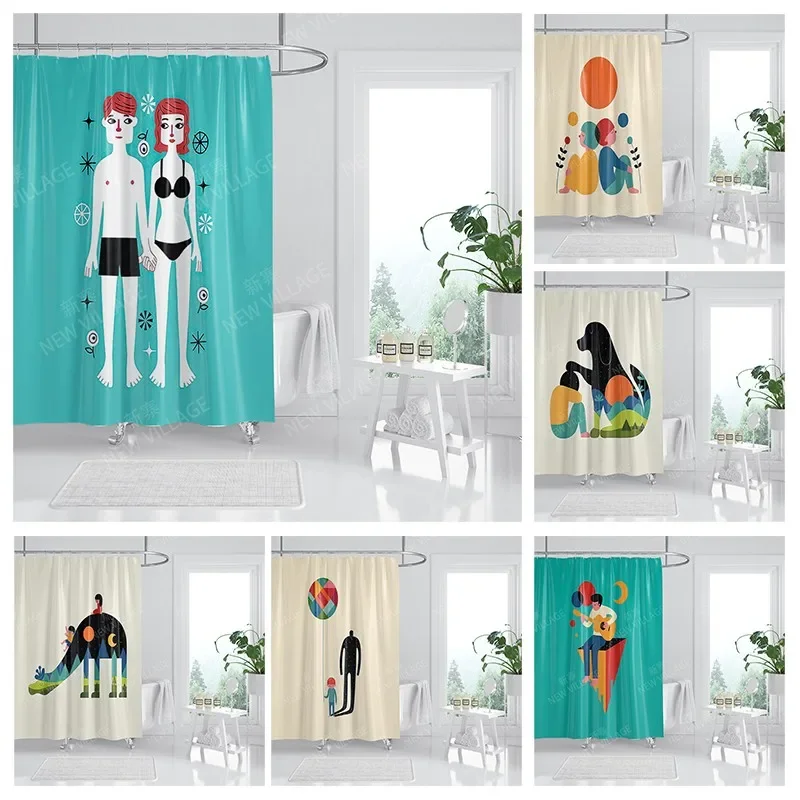 

Waterproof fabric shower curtains Bathroom curtain accessories 180x200 Bath curtain for shower 240*200 cartoon cute decoration