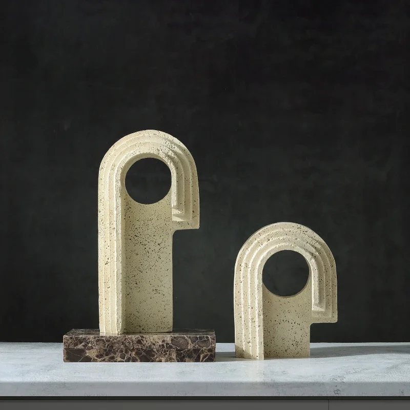 Retro wabi-sabi style arched resin ornaments,home living room study entrance hall table soft decoration,modern home decoration