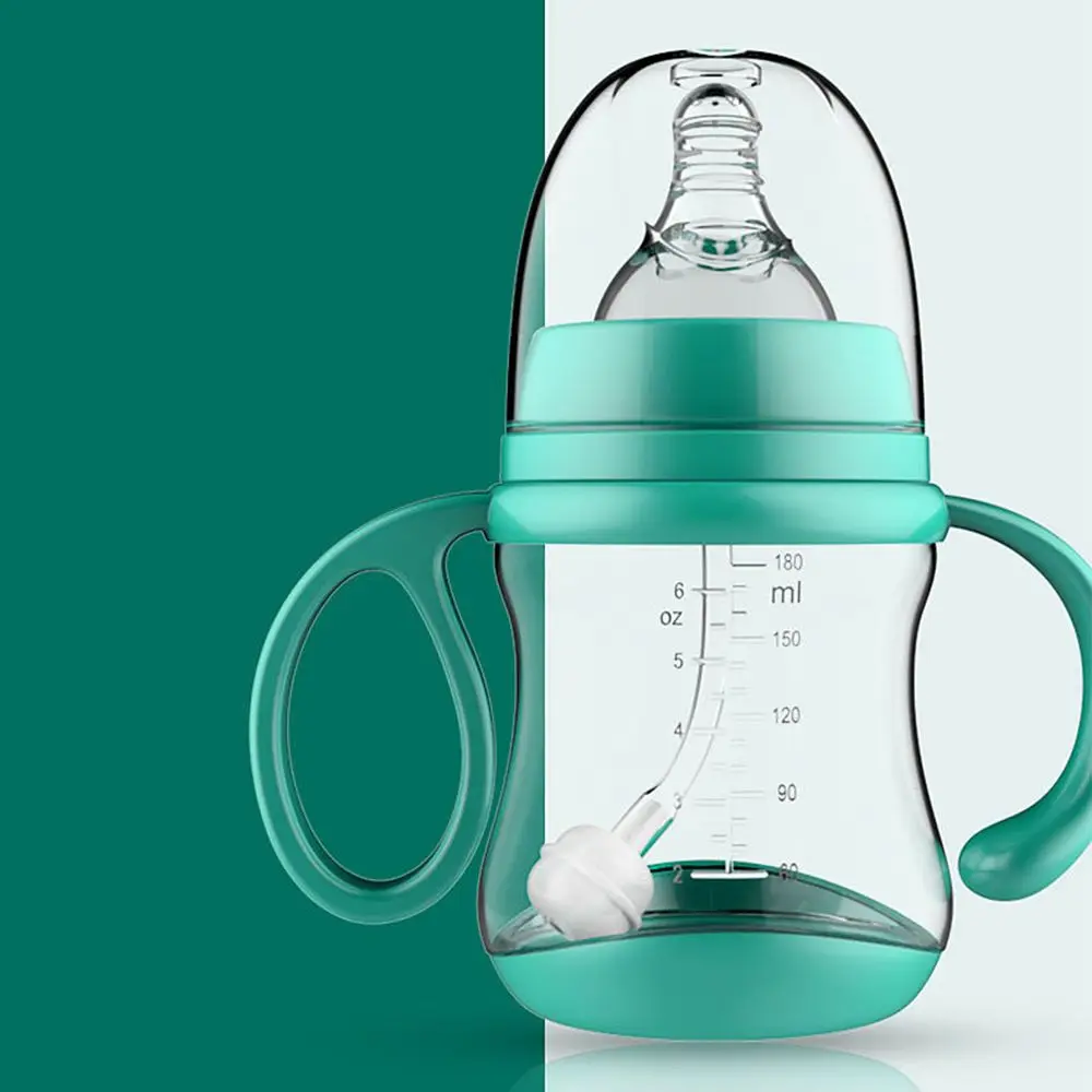 البلاستيك BPA الحرة الوليد المغذية تغذية الطفل سيليكون عصير الفاكهة الحلمة زجاجة التمريض الرعاية زجاجات الحليب زجاجة رضاعة للأطفال مع قبضة