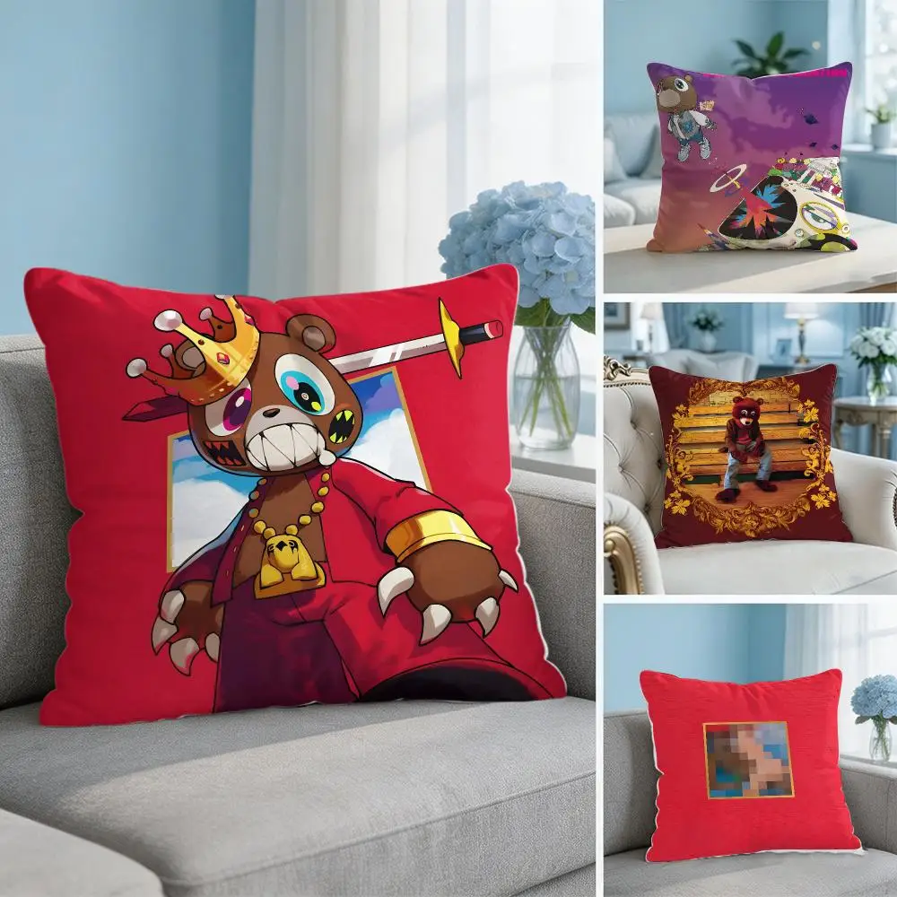 Rapper Singer K-Kanye West Cushion Cover Soft Short Plush Throw Pillow Cover Hidden Zipper Cutecore Sofa Bedroom Home Decor