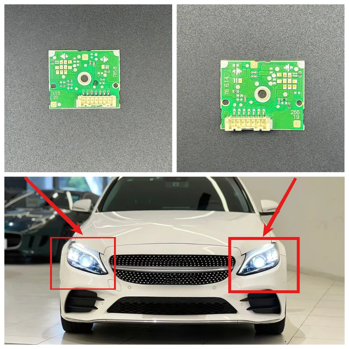 

White Angel Eyes LED DRL Board Daytime Running Light For Mercedes-Benz W205 2019-2021 High Spec Headlight Replacement Accessory
