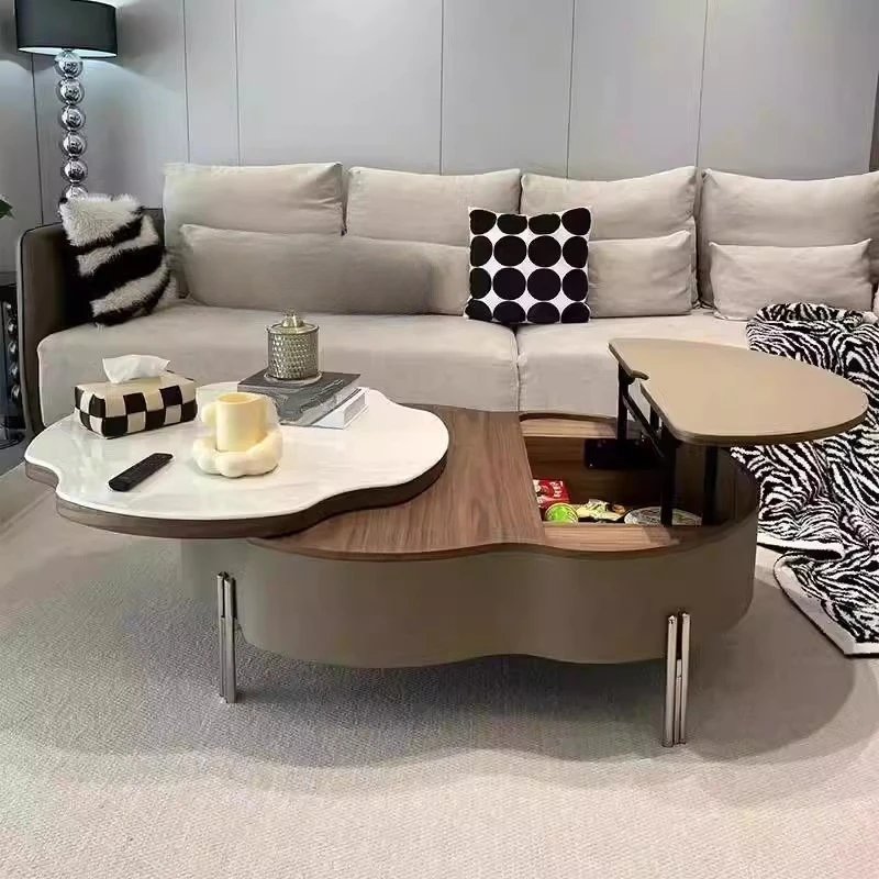 

Coffee table living room light luxury high-end small apartment household microcrystalline stone designer creative lifting