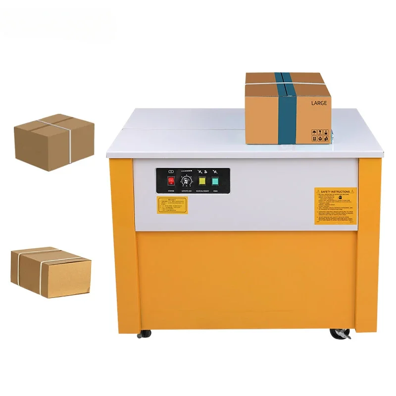 Entry-level manual box plastic belt packaging baler semi-automatic single motor high/low table strapping