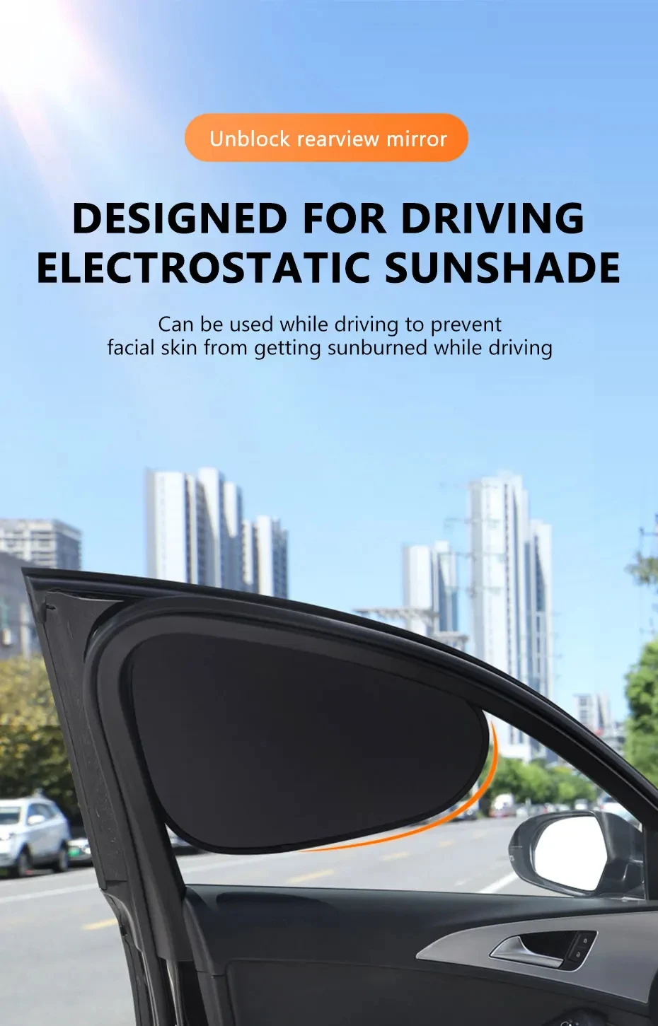 Neuer elektrostatischer Sonnenschutz für die Seitenfenster von Autos, 4-lagige Sonnenschutzvorhänge, blendfrei, UV-Schutz, Auto-Innenraum-Sonnenschutz, 99,9 % UV-Schutz – Detail 1