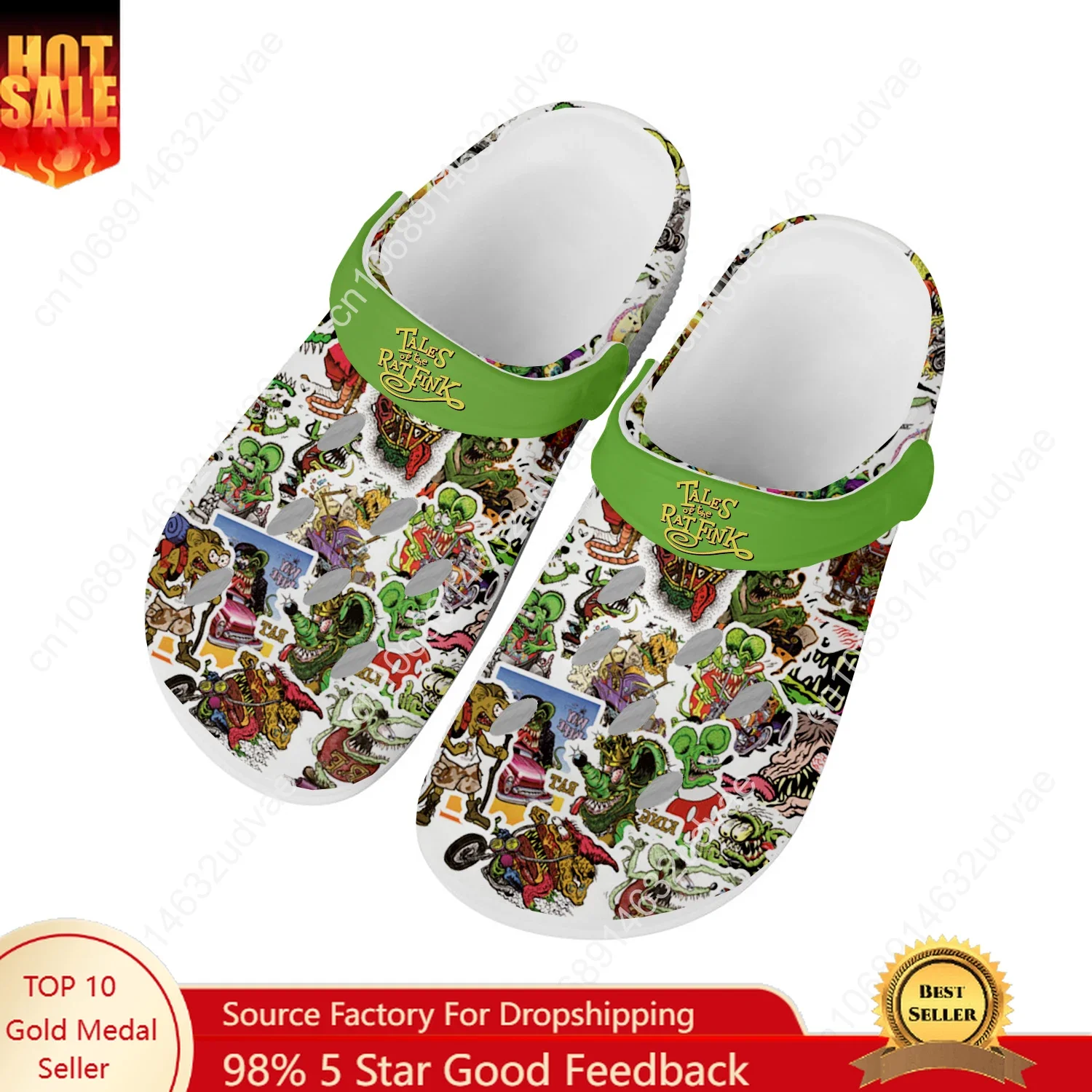 Tales Of The Rat Fink Water Shoes Mens Womens High Quality Home Garden Clogs Customizd Sandals Beach Breathable Hole Slippers