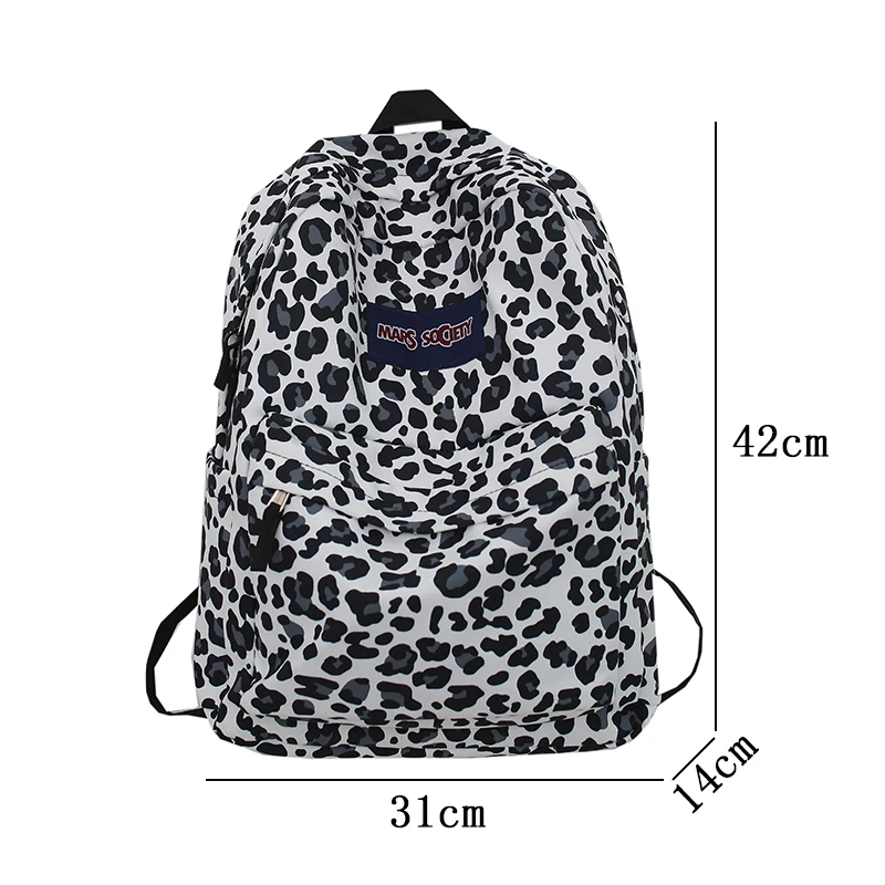 2022 Leopard Print Backpack Women Funny Animal Design School Bags For Teenage Girls White Printed Kawaii Bags Cute Backpack